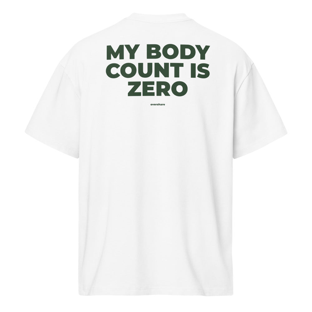 MY BODY COUNT IS ZERO box tee, white