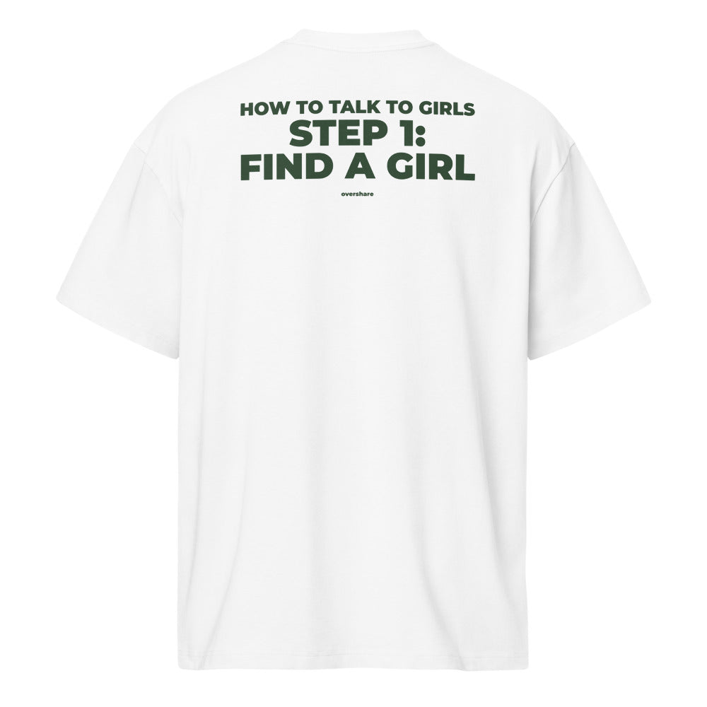 HOW TO TALK TO GIRLS box tee, white